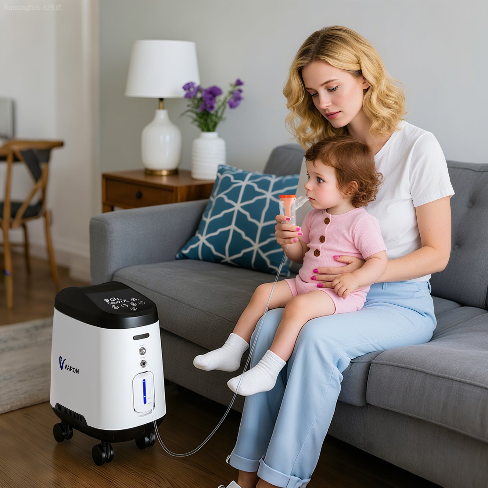 Vip Box O2 VARON Oxygen Concentrator with Adjustable Flow (1-9 L/min) & Nebulizer ...