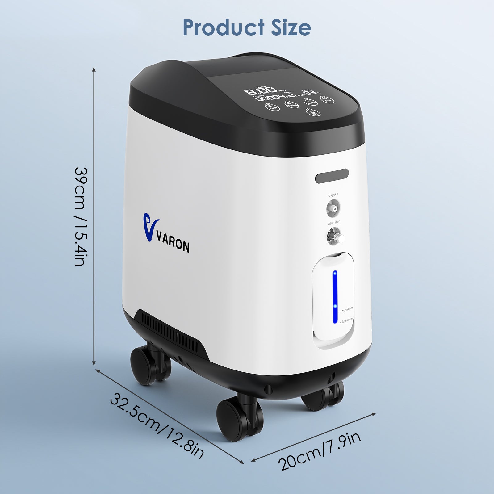 VARON Home Oxygen Concentrator 105W Pro Wheel Edition (1-9 settings)