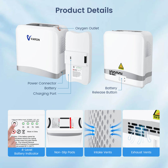 New Arrival! VARON 1-7L Portable Oxygen Concentrator VP-8 lite