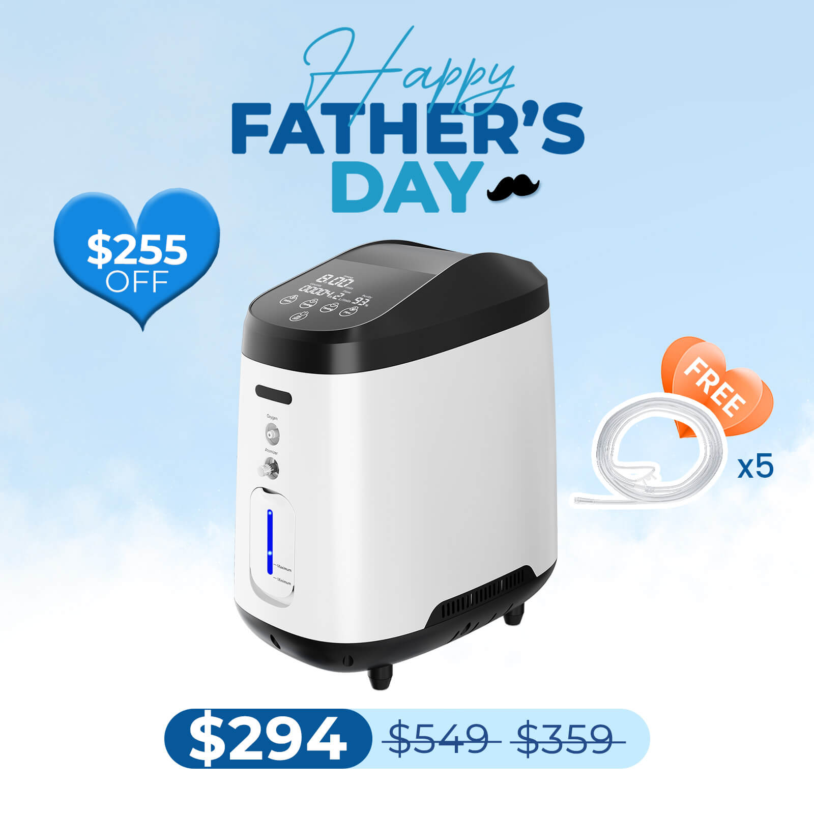 VARON 1-8L/Min Home Oxygen Concentrator 105W Pro