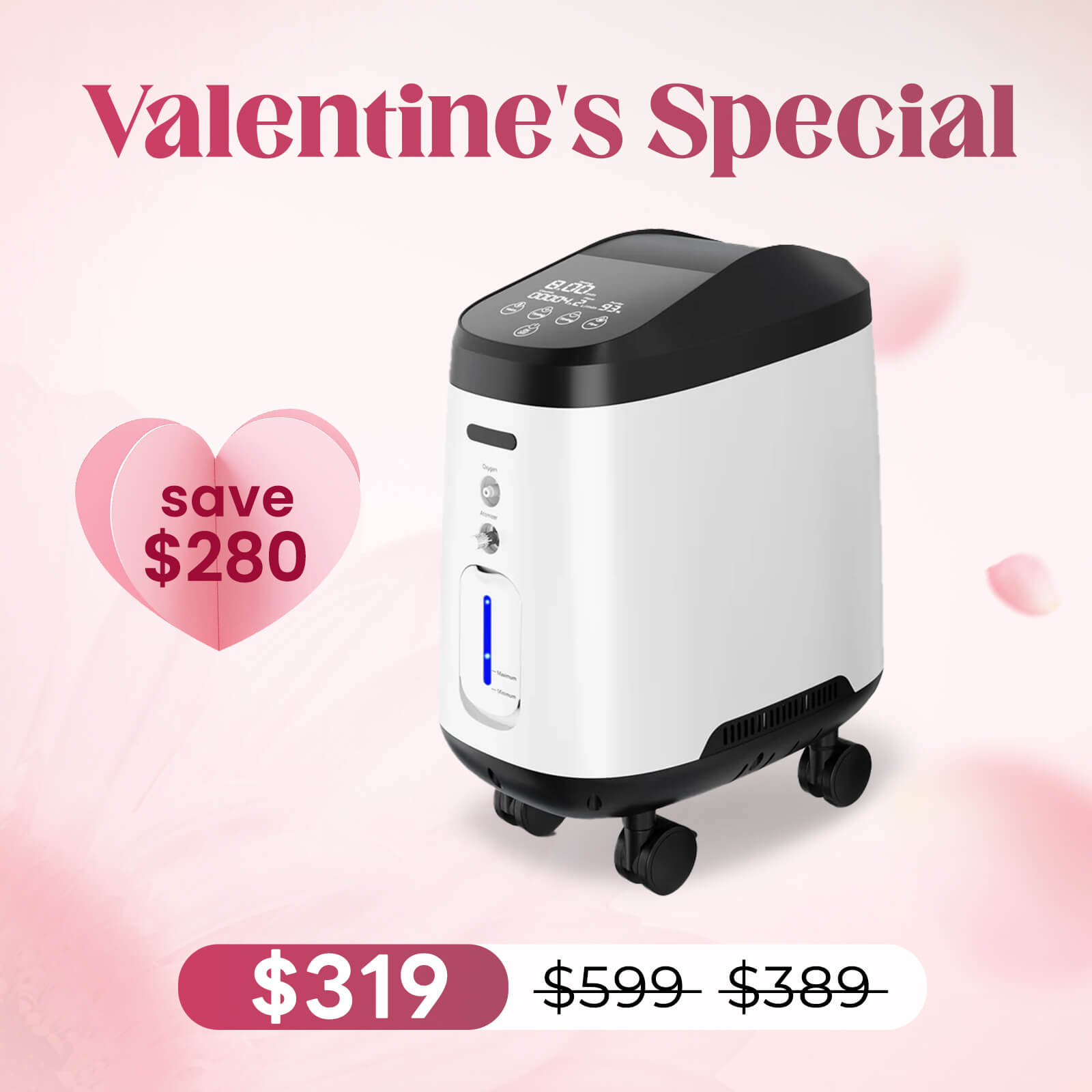 VARON Home Oxygen Concentrator 105W Pro Wheel Edition (1-9 settings)