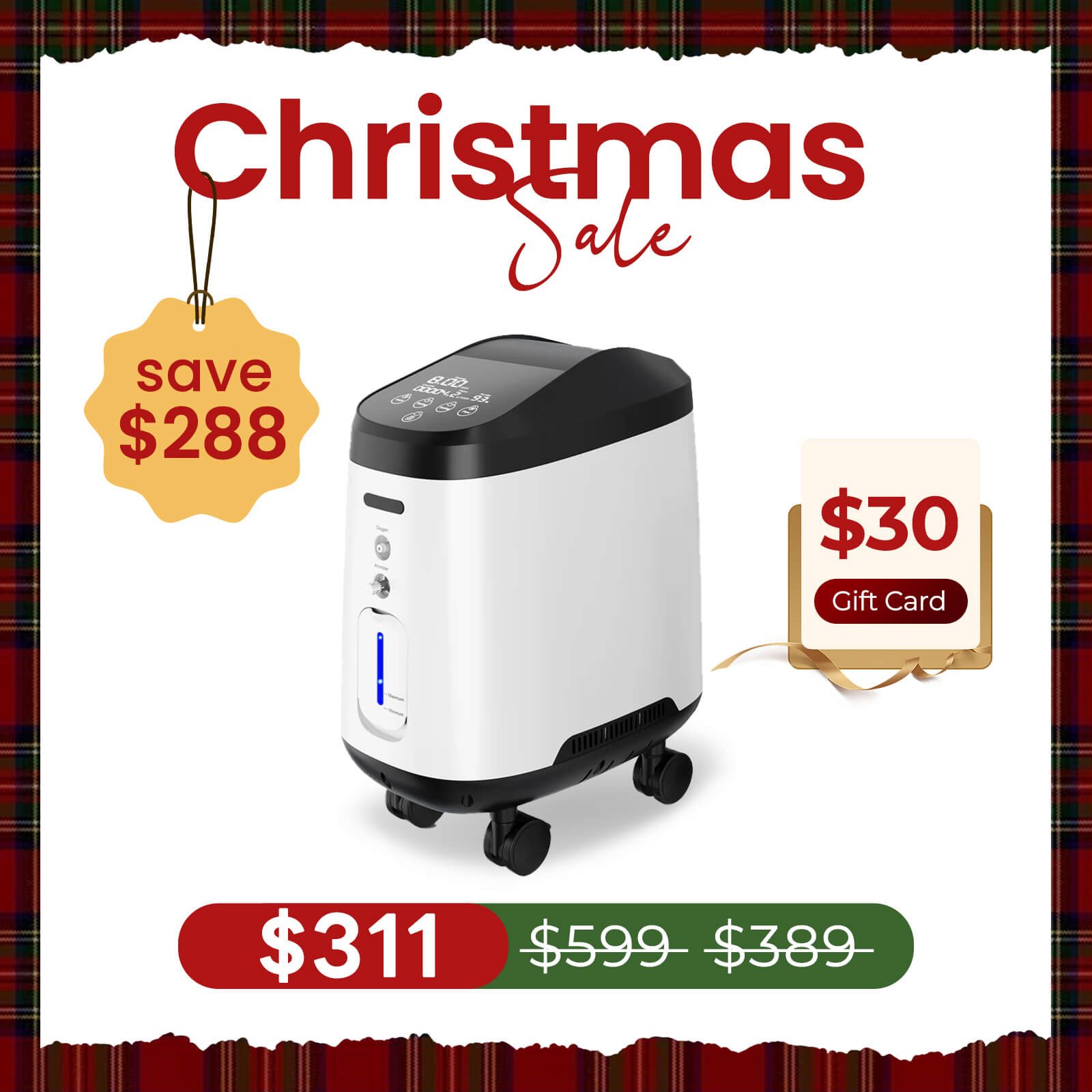 VARON Home Oxygen Concentrator 105W Pro Wheel Edition (1-9 settings)