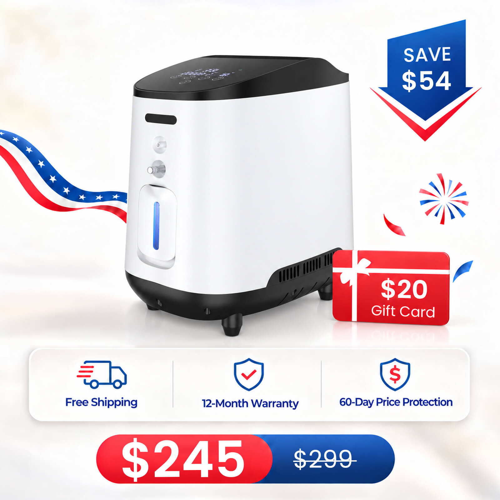 VARON 1~7L/Min Home Oxygen Concentrator 105W