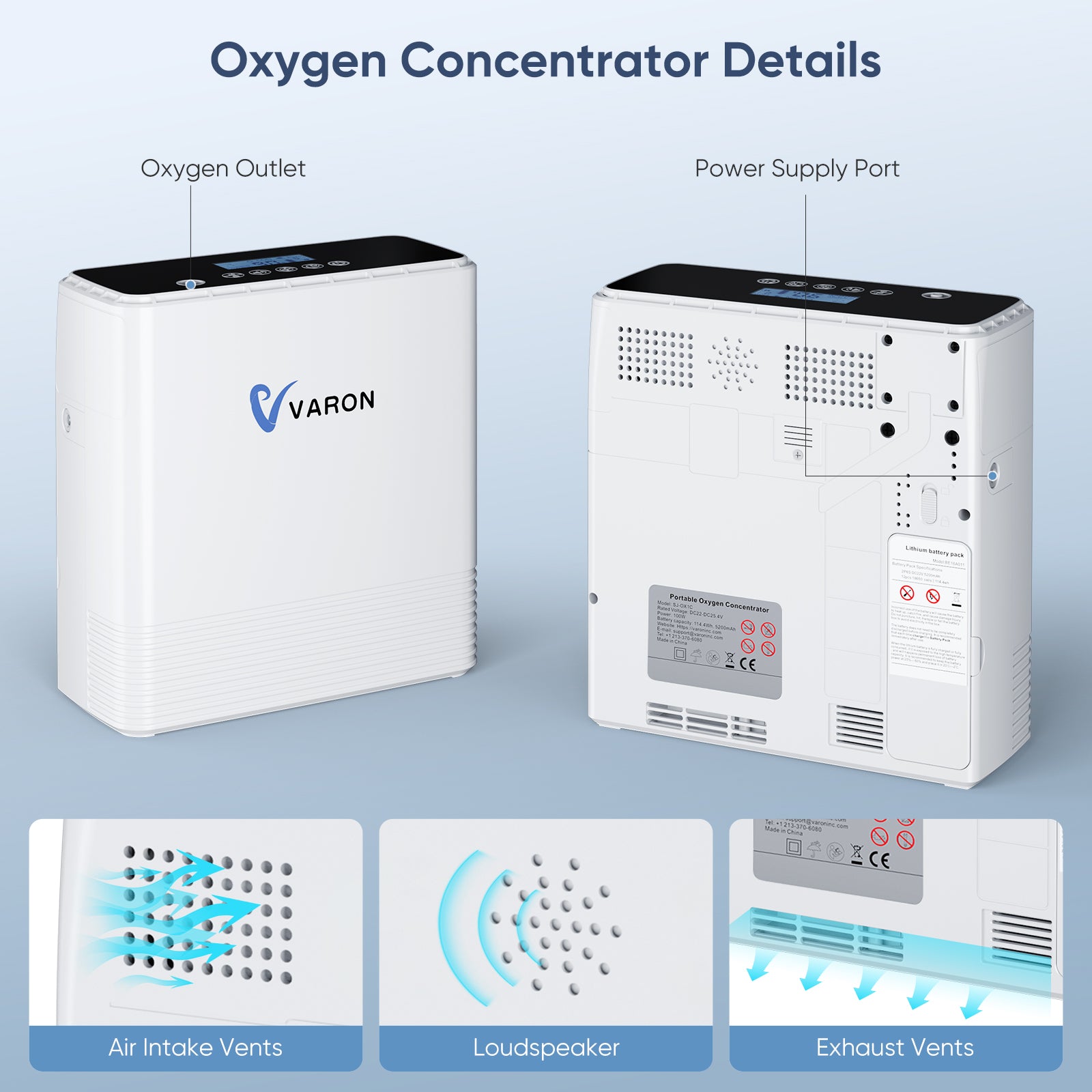 New Arrival VARON 1-6L Continuous Portable Oxygen Concentrator NT-06