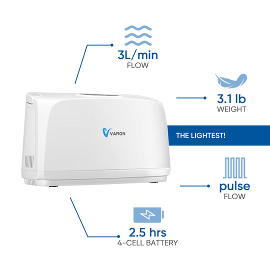 VARON 3L/min Portable Oxygen Concentrator NT-03