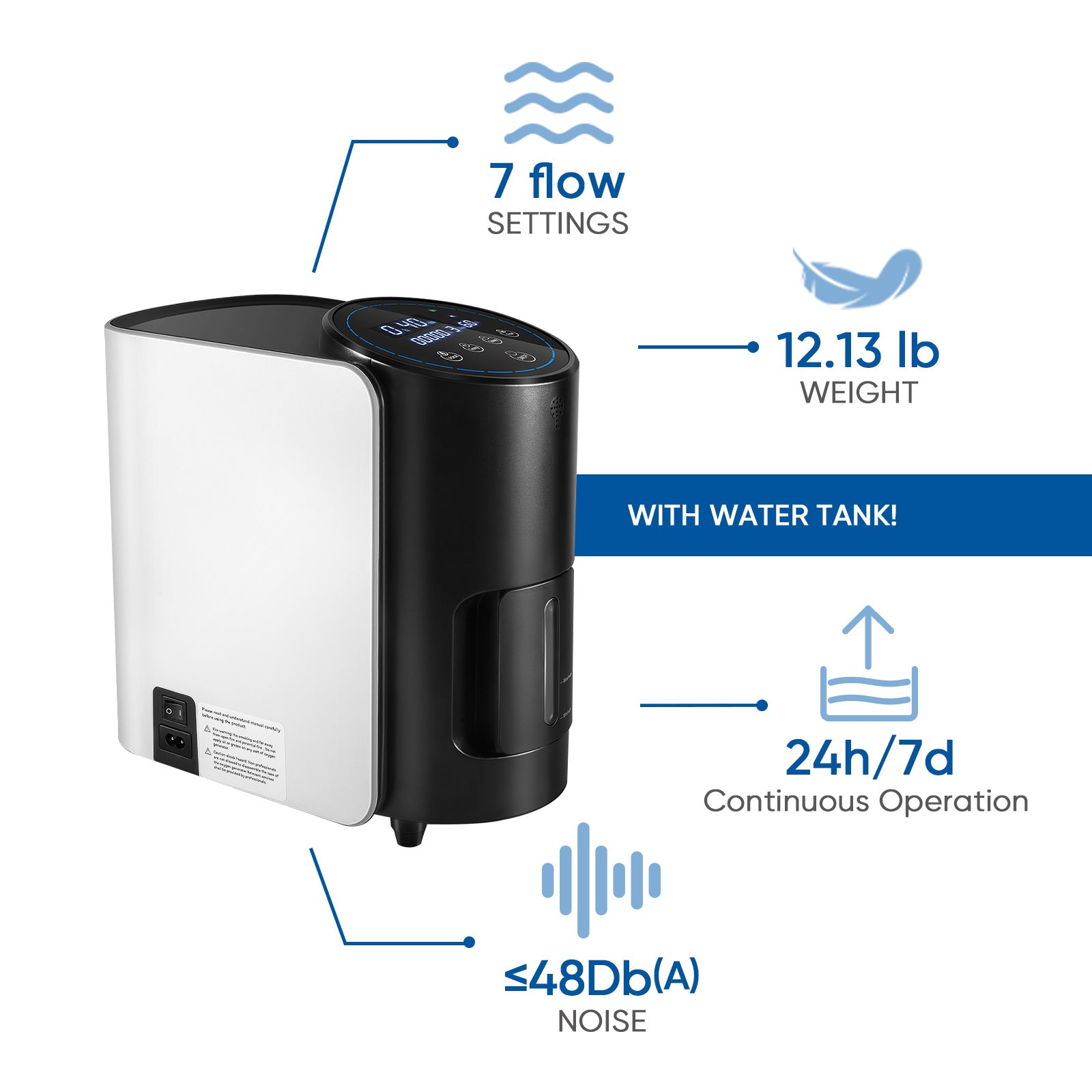 VARON 1-7L Continuous adjustive Oxygen Machine 101W