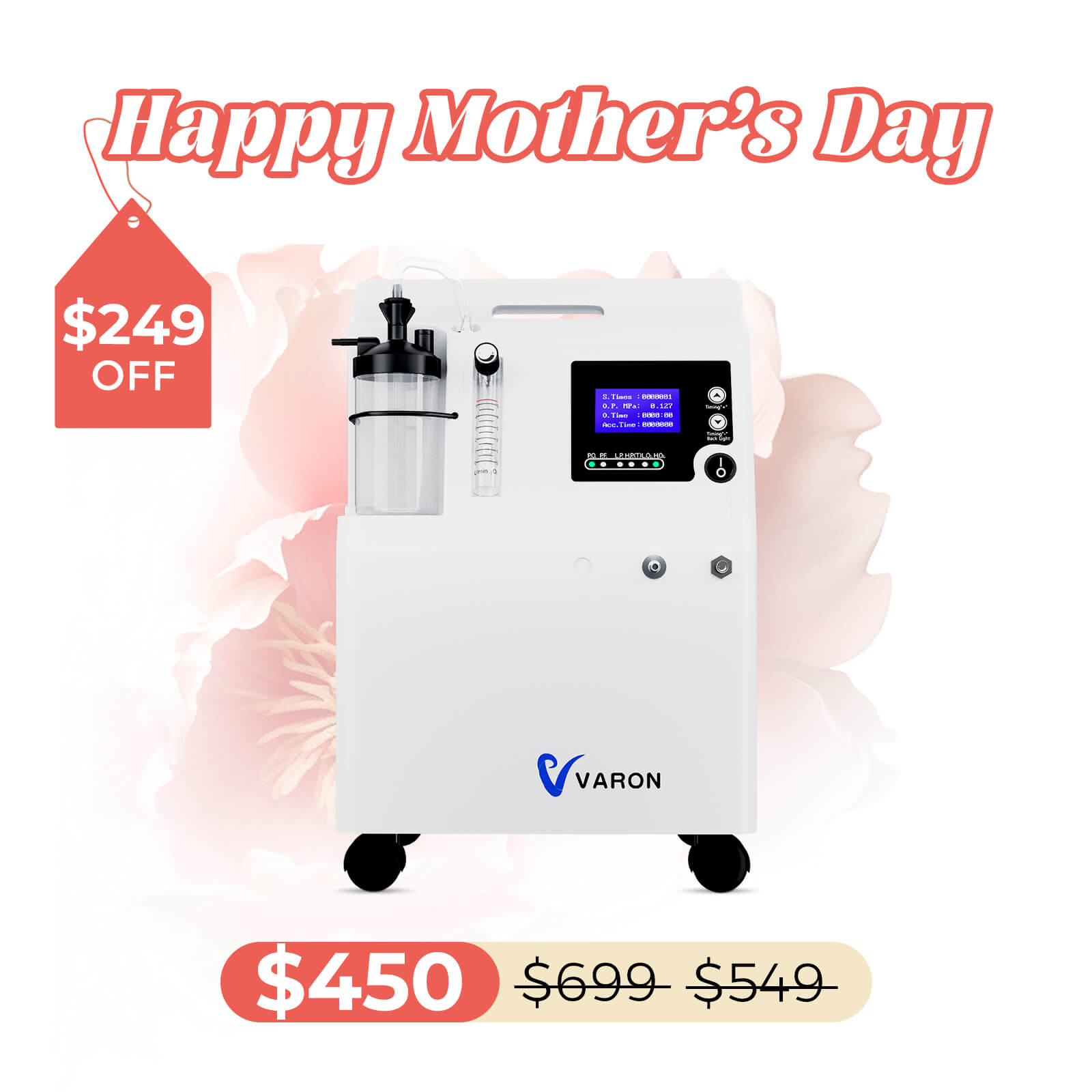 FDA Approval!VARON 5L Home Oxygen Concentrator Serene 5 – oxygenvip