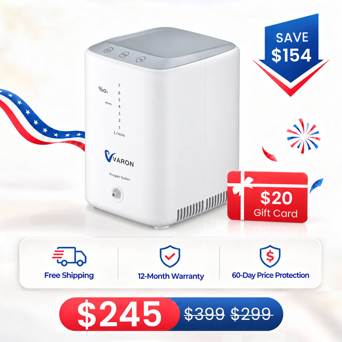 Super Quiet! VARON 1-7L/min Home Oxygen Concentrator NT-04