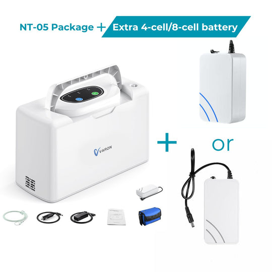 VARON 3L/min Portable Oxygen Concentrator NT-05+Extra 4-Cell Battery