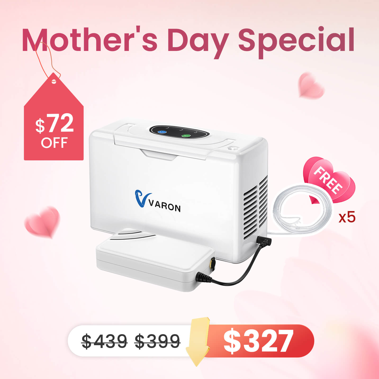 🔥VARON 3L/min Portable Oxygen Concentrator NT-05(Continuous Flow)