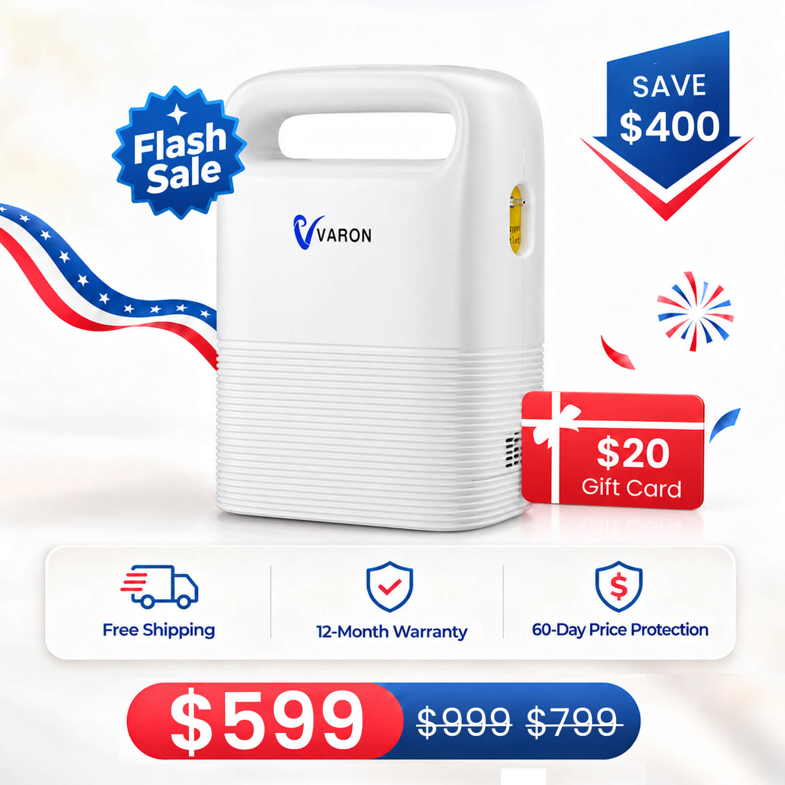 VARON 1-5L Pulse Flow Portable Oxygen Concentrator NT-02