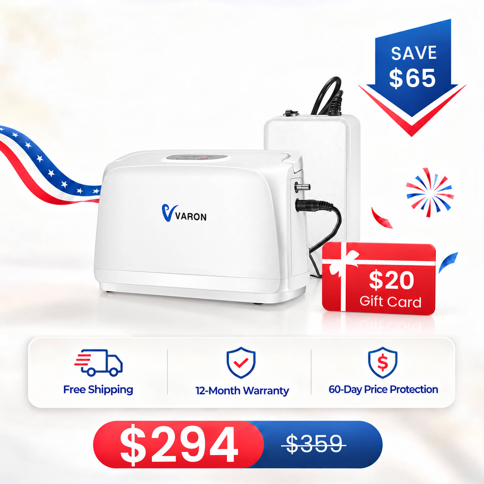 VARON 3L/min Portable Oxygen Concentrator NT-03