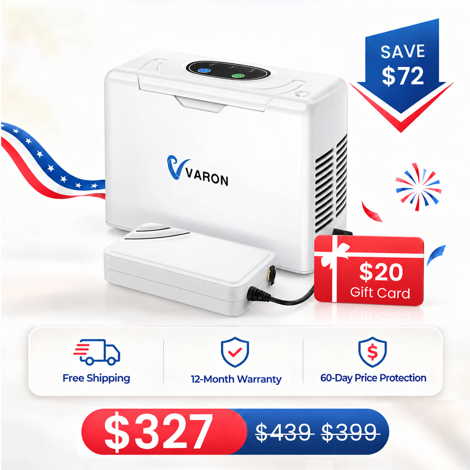 🔥VARON 3L/min Portable Oxygen Concentrator NT-05(Continuous Flow)