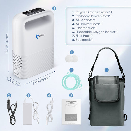 VARON 5L Portable Oxygen Concentrator NT-02+Extra 8-Cell Battery