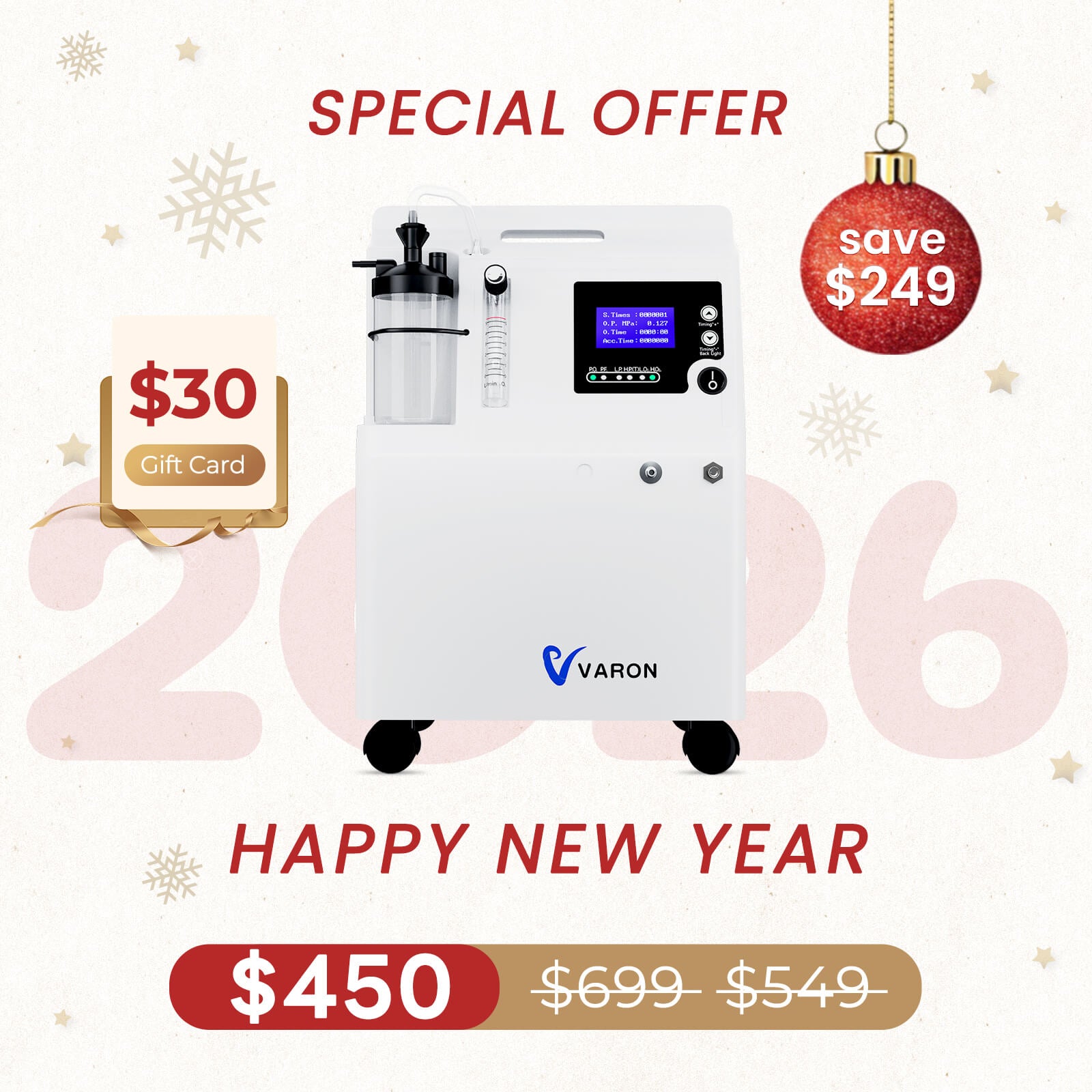 FDA Approval! VARON 0.5-5L Home Oxygen Concentrator Serene 5 with High Oxygen Purity