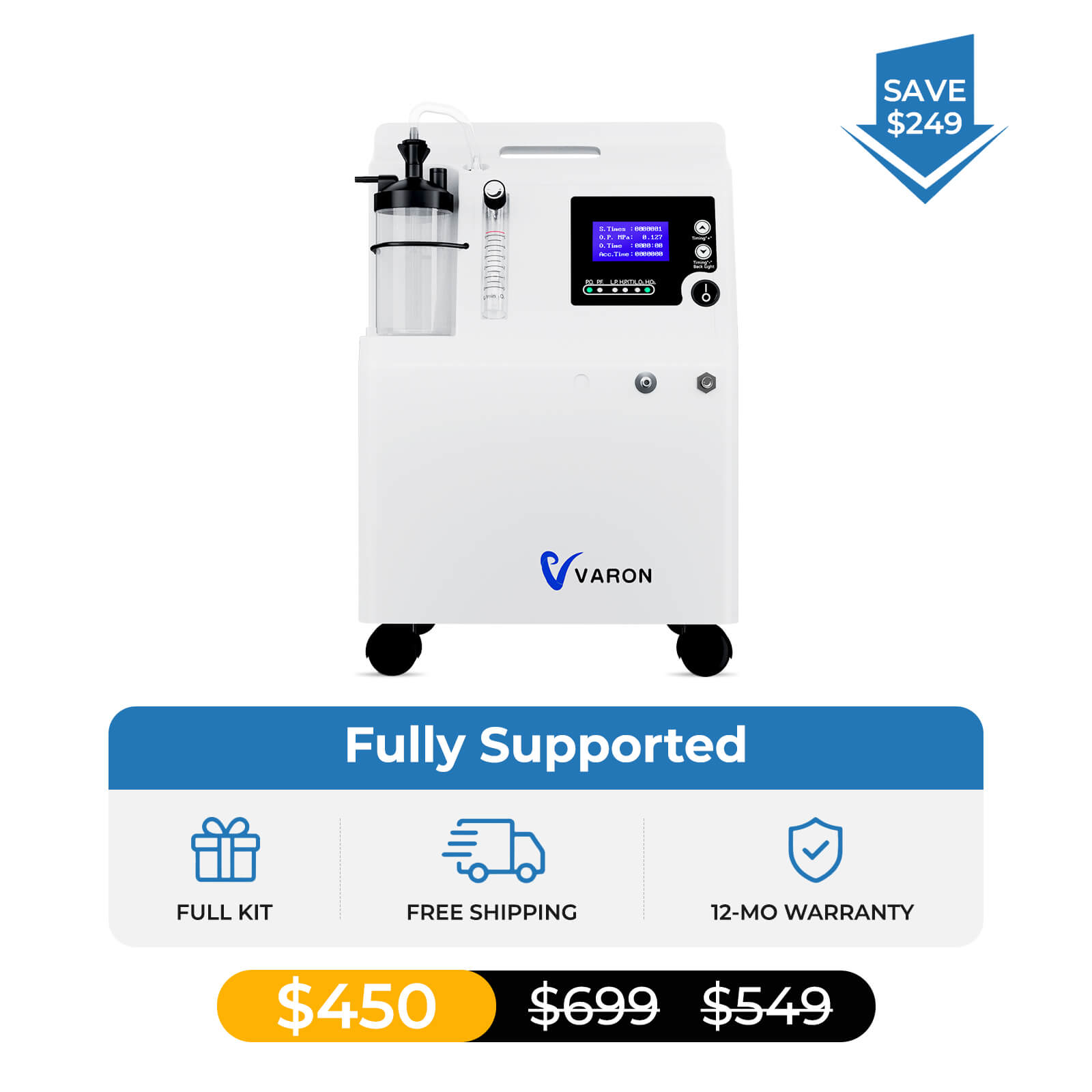 FDA Approval! VARON 0.5-5L Home Oxygen Concentrator Serene 5 with High Oxygen Purity