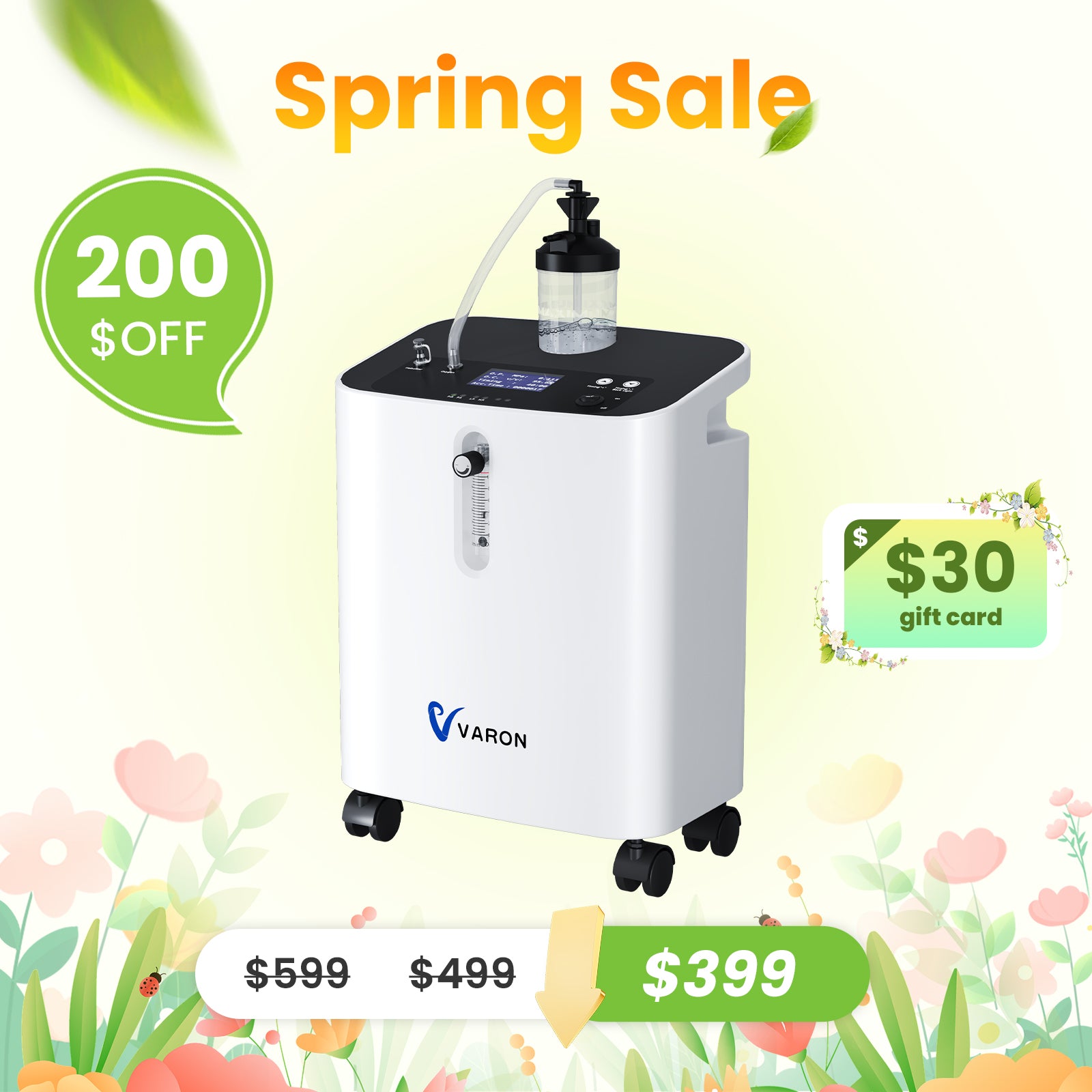 VARON Serene 3 Quiet Home Oxygen Concentrator | 1-10L/min Flow Settings