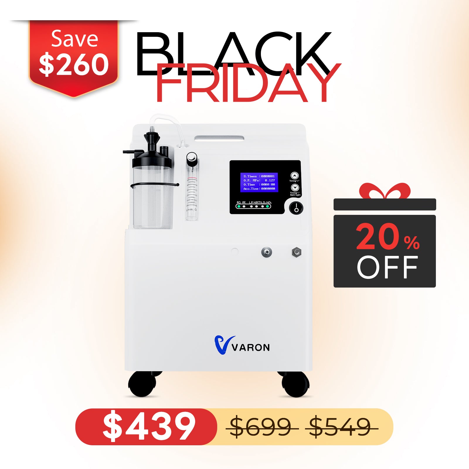 FDA Approval! VARON 0.5-5L Home Oxygen Concentrator Serene 5 with High Oxygen Purity