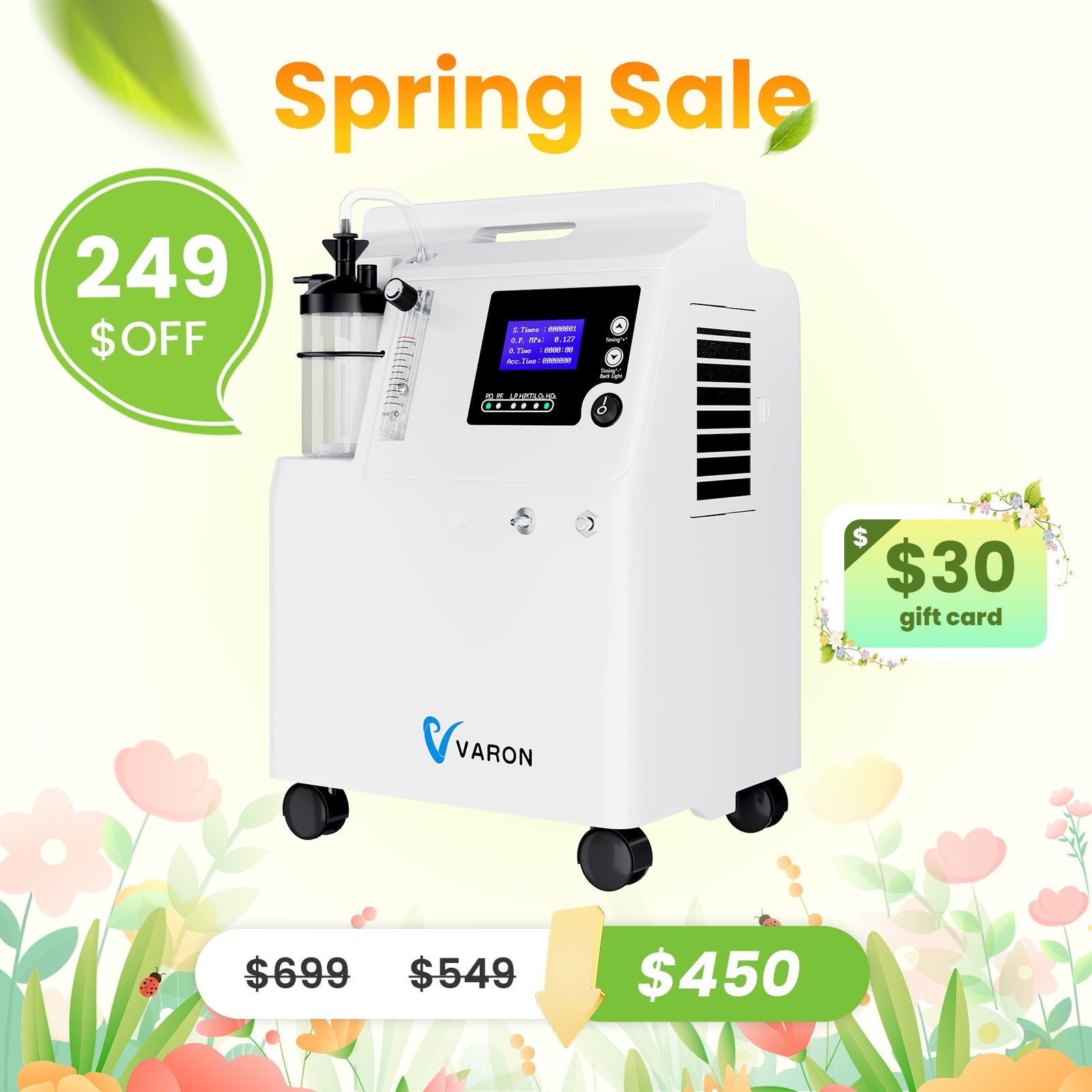 FDA Approval! VARON 0.5-5L Home Oxygen Concentrator Serene 5 with High Oxygen Purity