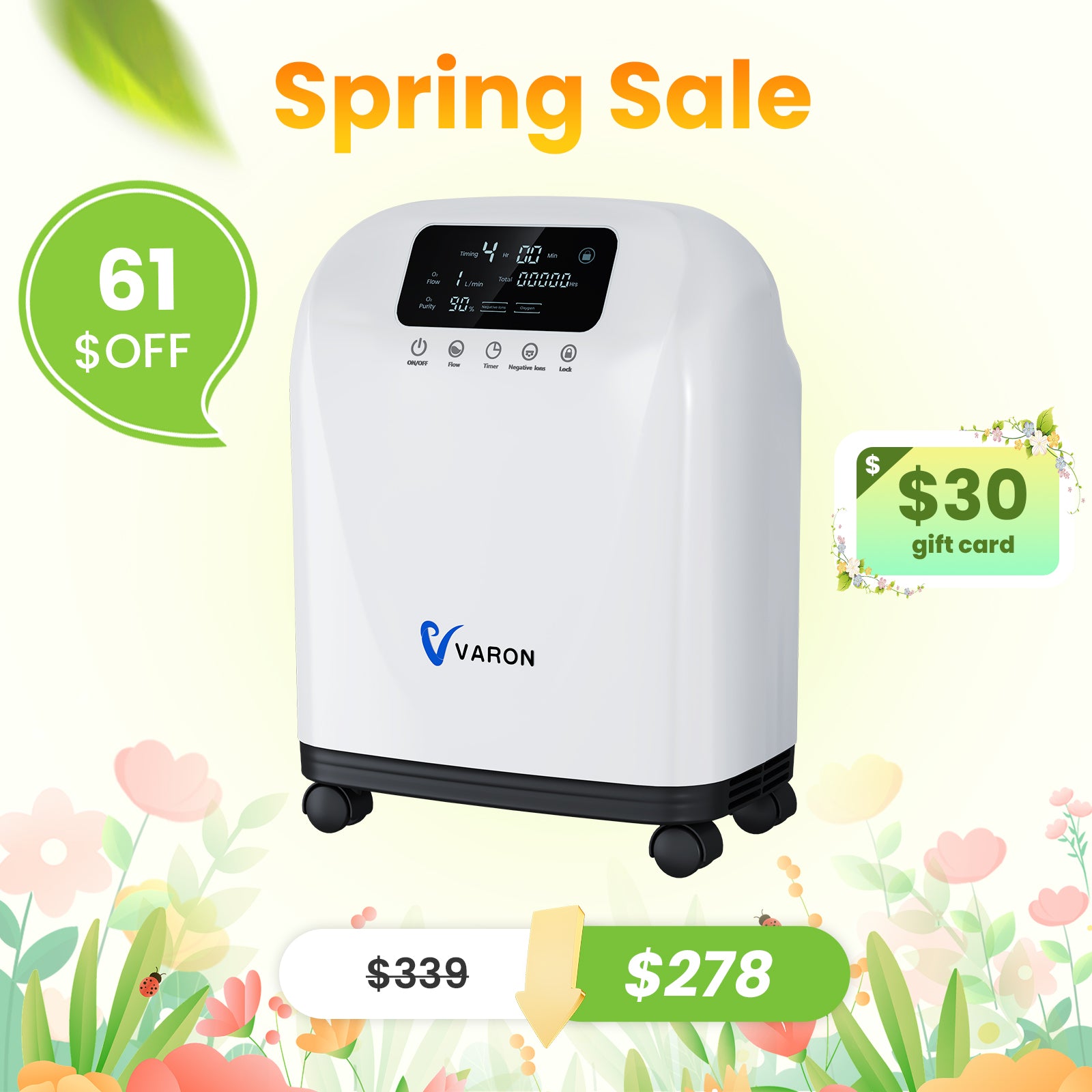 VARON 1-9L Continuous Home Oxygen Concentrator VH-4
