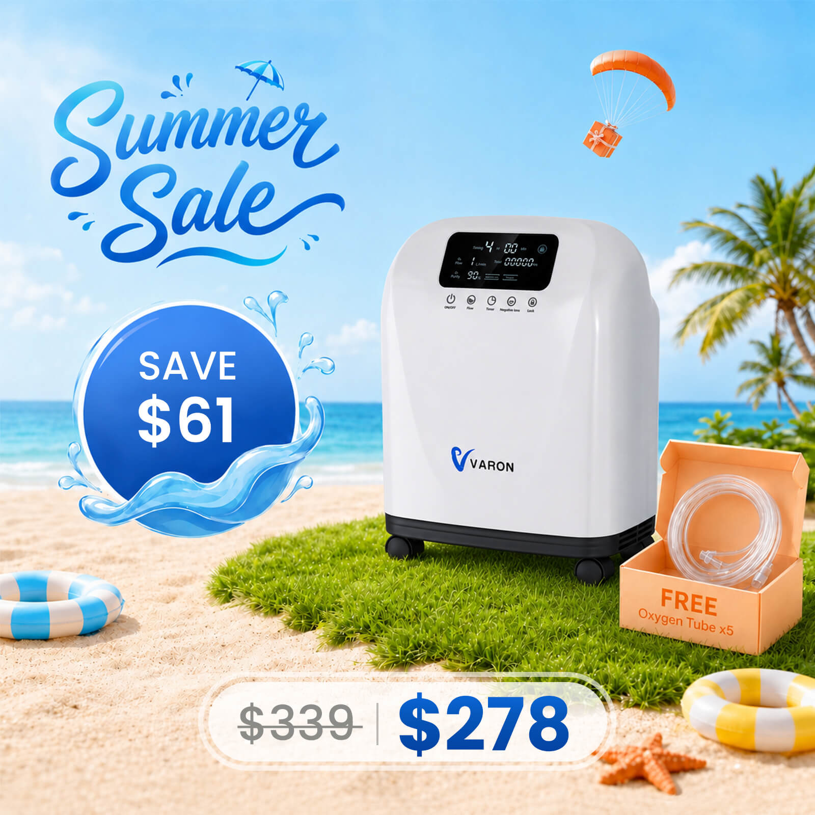 VARON 1-9L Continuous Home Oxygen Concentrator VH-4