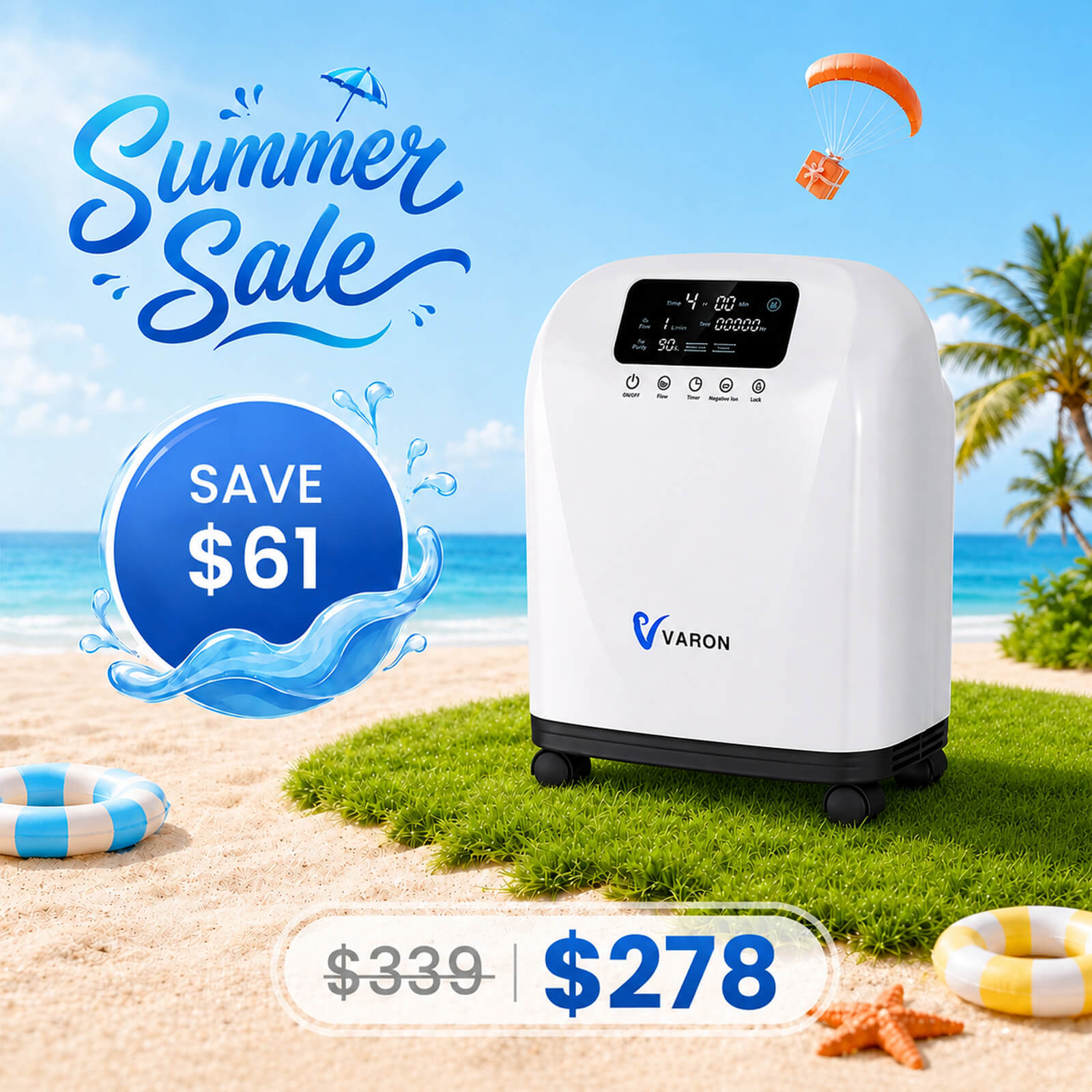 VARON 1-9L Continuous Home Oxygen Concentrator VH-4