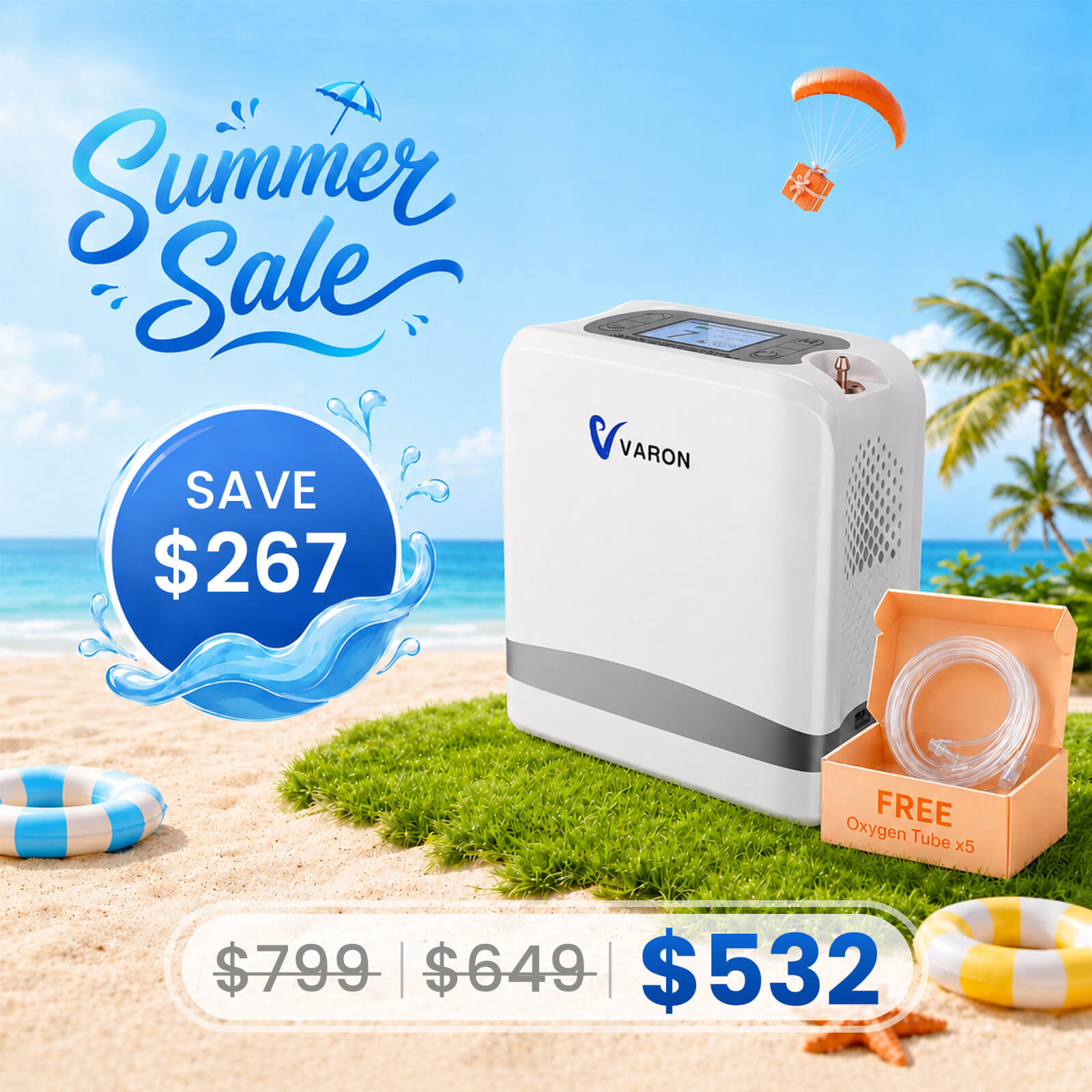 New Arrival! VARON 1-7L Portable Oxygen Concentrator VP-8 lite