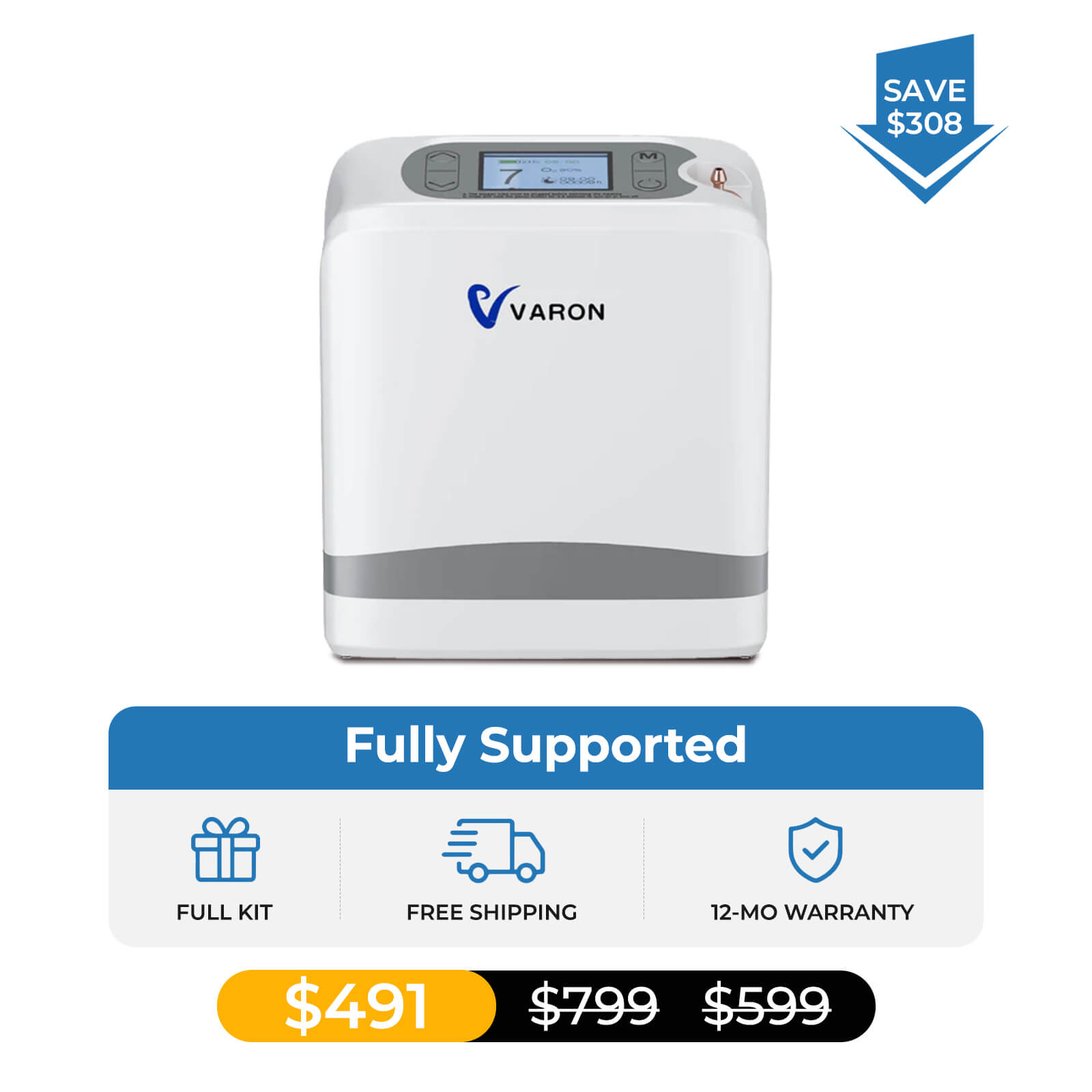 New Arrival! VARON 1-7L Portable Oxygen Concentrator VP-8 lite