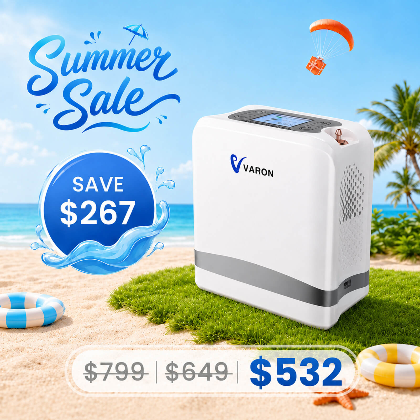 New Arrival! VARON 1-7L Portable Oxygen Concentrator VP-8 lite