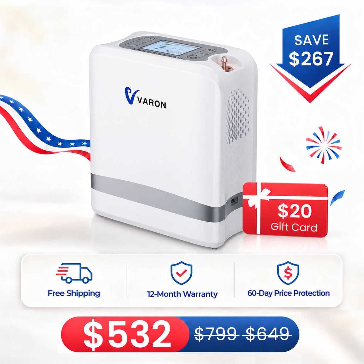 New Arrival! VARON 1-7L Portable Oxygen Concentrator VP-8 lite