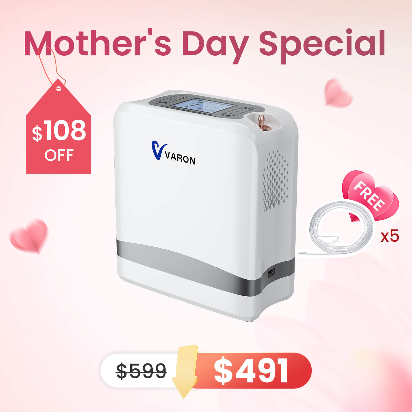 New Arrival! VARON 1-7L Portable Oxygen Concentrator VP-8 lite