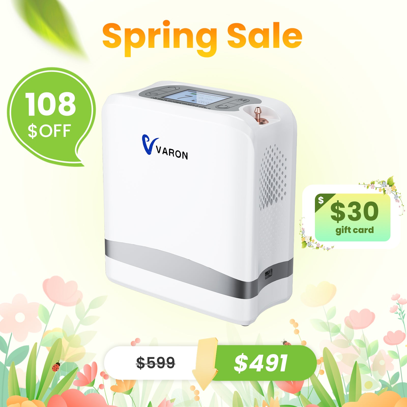 New Arrival! VARON 1-7L Portable Oxygen Concentrator VP-8 lite